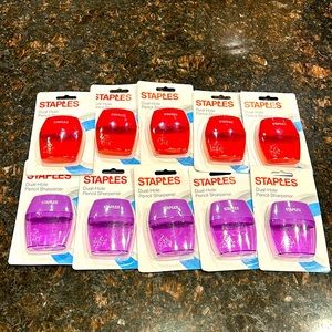 10 New Staples Dual Hole Pencil Sharpener